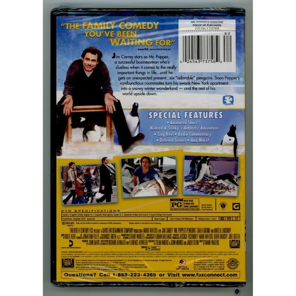 JIM CARREY in MR. POPPER'S PENGUINS on DVD, "The Family Comedy You've Been Waiti - Picture 2 of 2